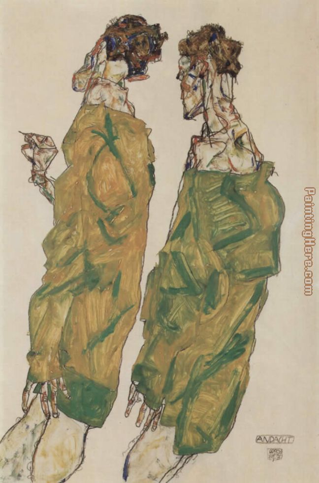 Devotion painting - Egon Schiele Devotion art painting